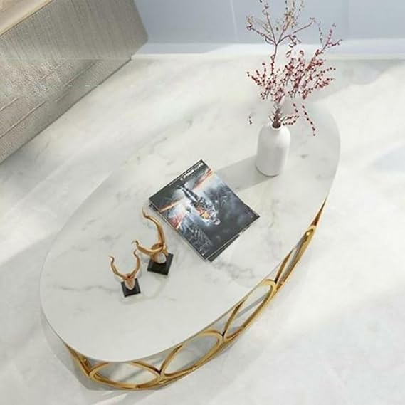 Unique White Centre Table With Golden Base