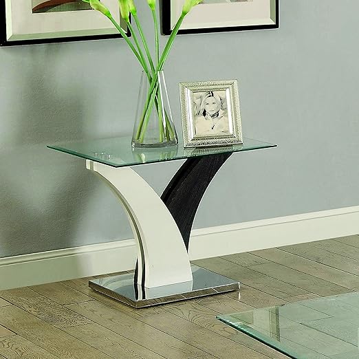 Y Shape Black&White Console With Glass On Top