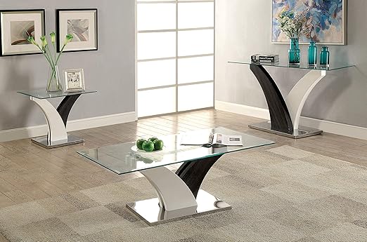 Y Shape Black&White Console With Glass On Top