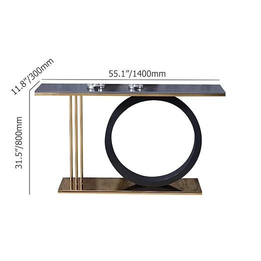 Geometry Shaped Stone Top & Stainless Steel Frame Console Table