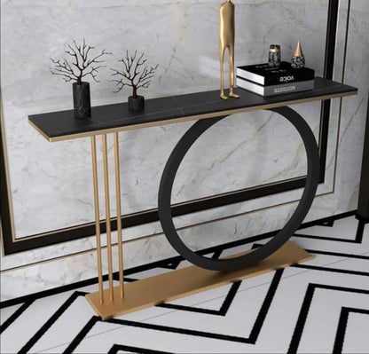 Geometry Shaped Stone Top & Stainless Steel Frame Console Table