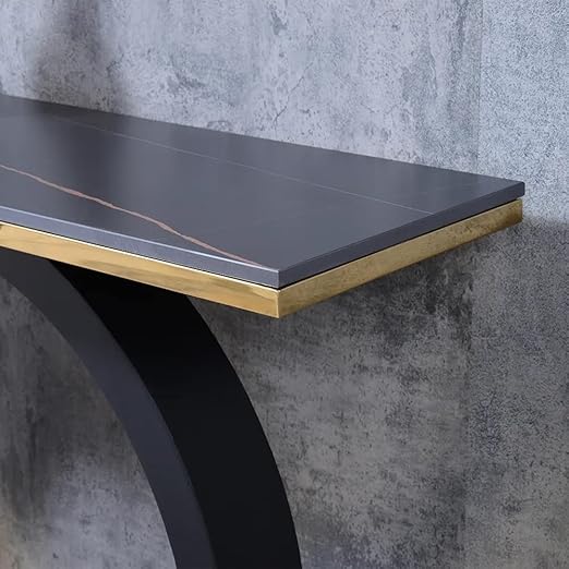 Geometry Shaped Stone Top & Stainless Steel Frame Console Table