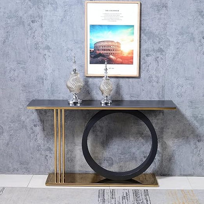 Geometry Shaped Stone Top & Stainless Steel Frame Console Table