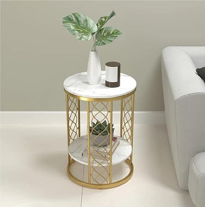 Luxurious Golden&White Combination Side Table