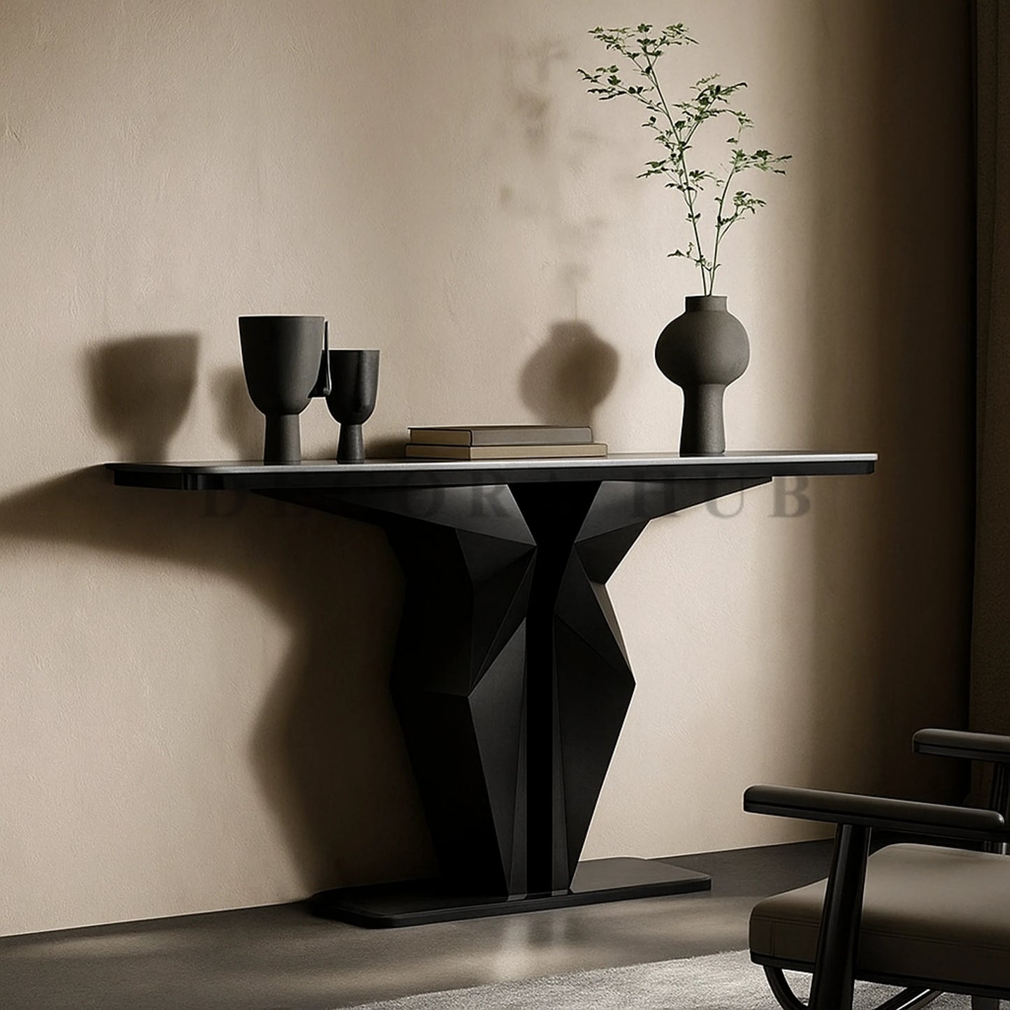 DecoraHub Modern Design Luxurious Console Table Black