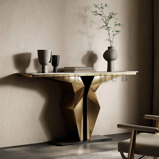 DecoraHub Modern Design Luxurious Console Table Bursh Gold