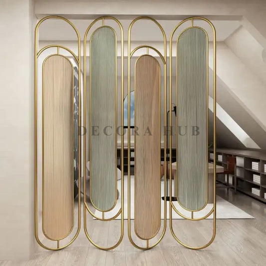 Decorahub Stainless Steel Glass PVD Partition — metal partition pvd room divider DecoraHub India