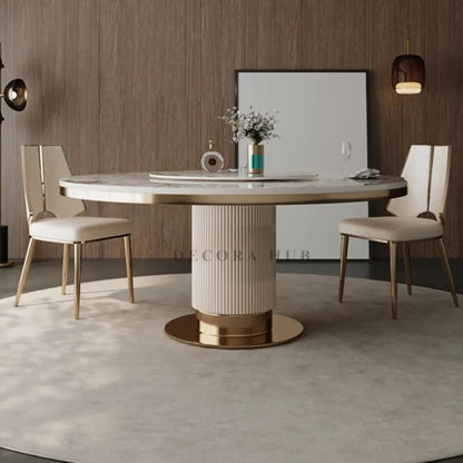 DecoraHub White Luxurious Round Dining Table