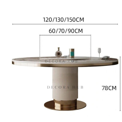 DecoraHub White Luxurious Round Dining Table – another angle