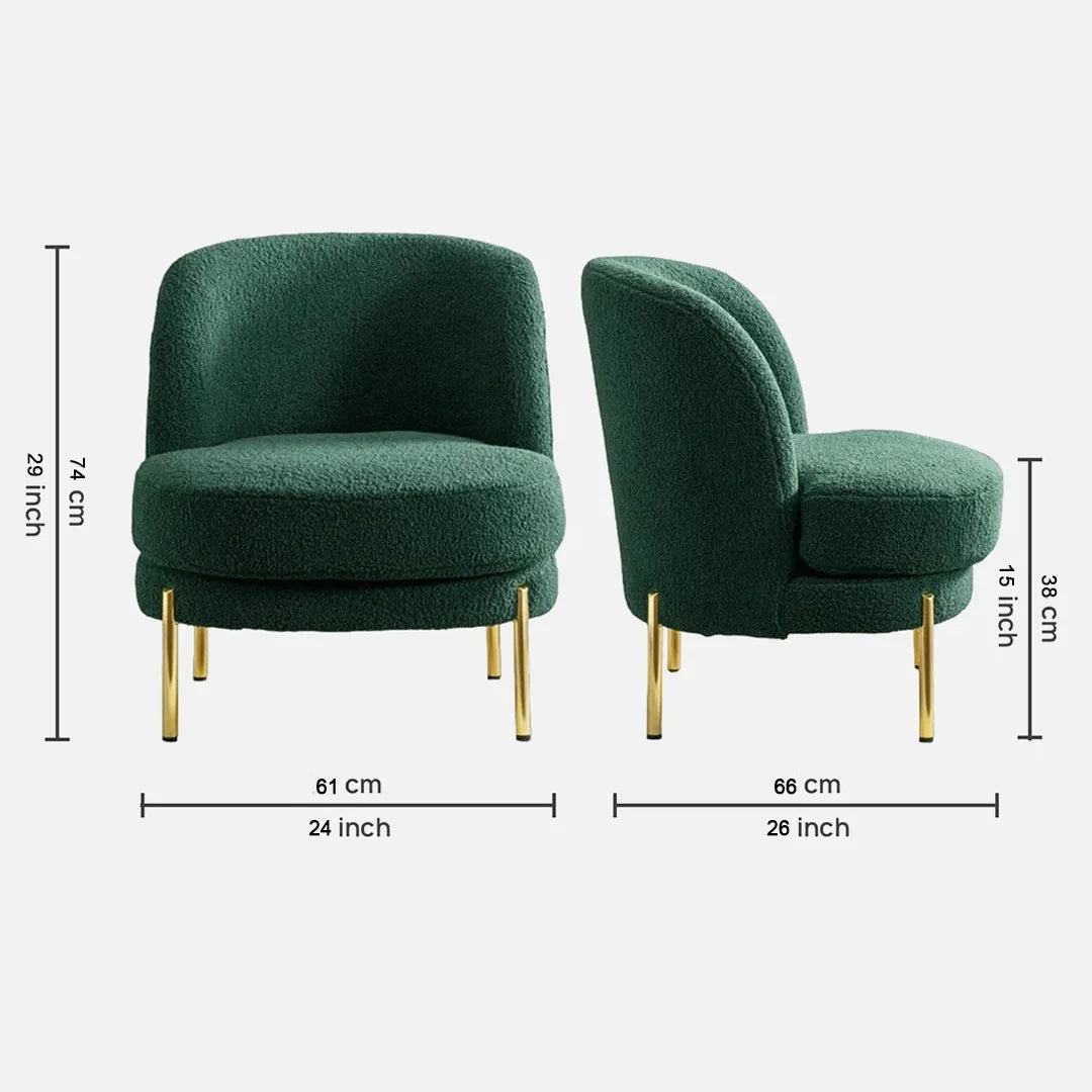 Dark Green Plush Accent Chair