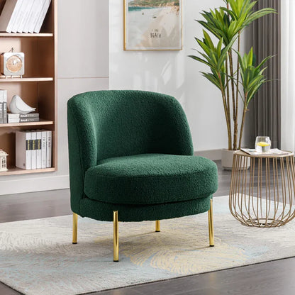 Dark Green Plush Accent Chair