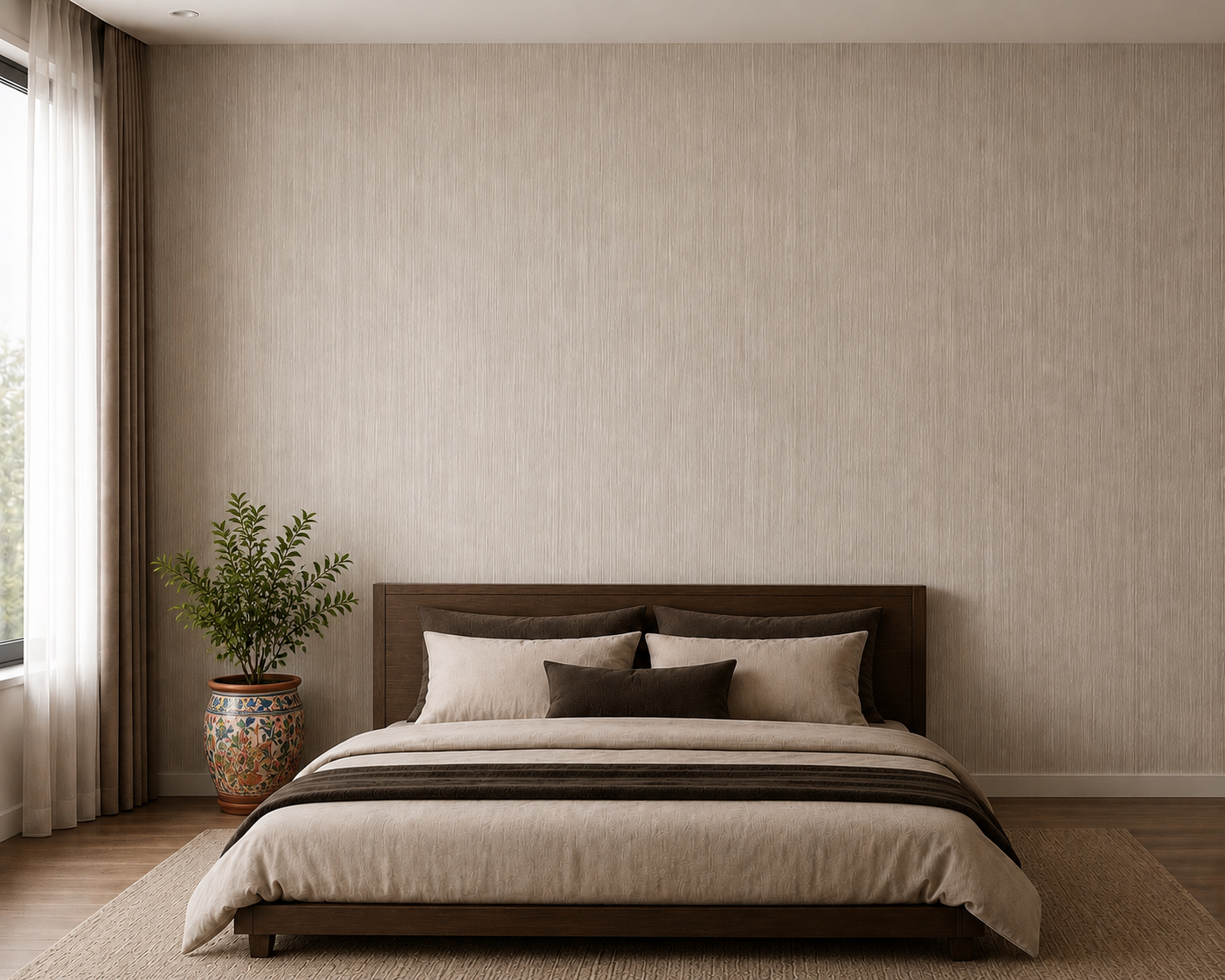 Beige Linen Texture Wallpaper 2