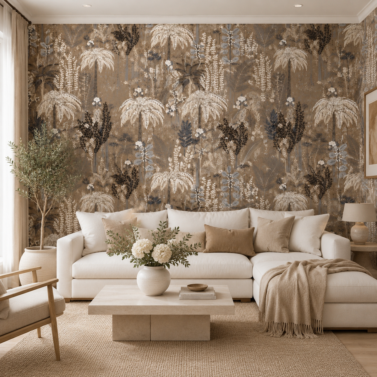 Cocoa Botanical Palm Mural Wallpaper 1