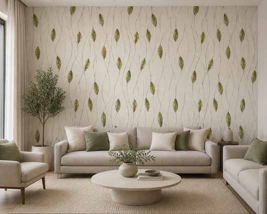 Sage Green Leaf Vine Wallpaper