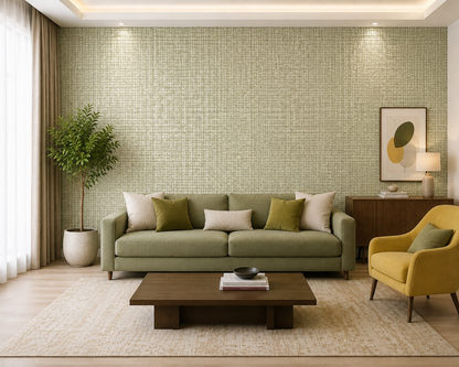 Sage Grid Weave Wallpaper 1