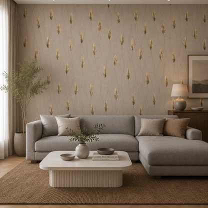 Golden Leaf Vine Trail Wallpaper - room view