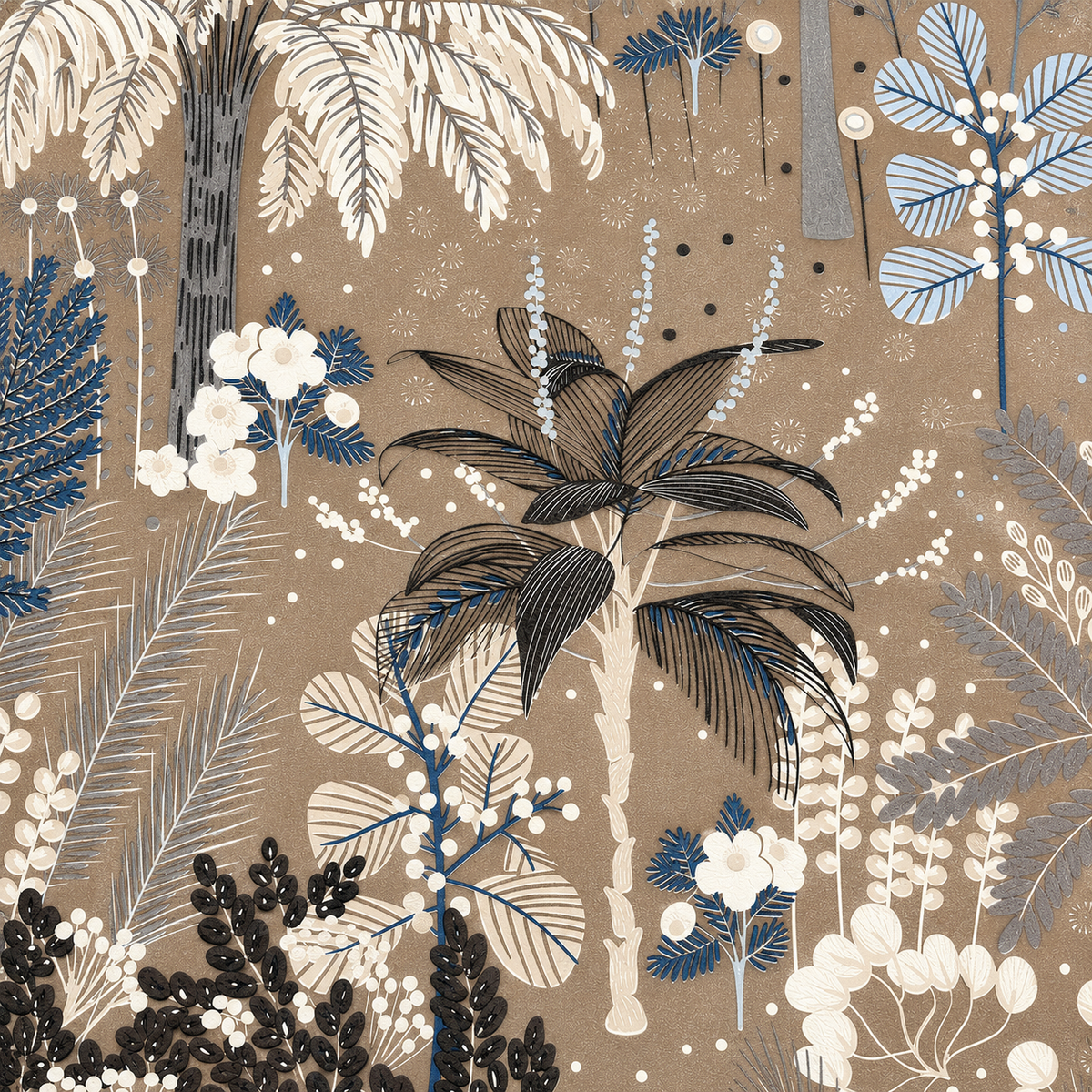 Cocoa Botanical Palm Mural Wallpaper 3