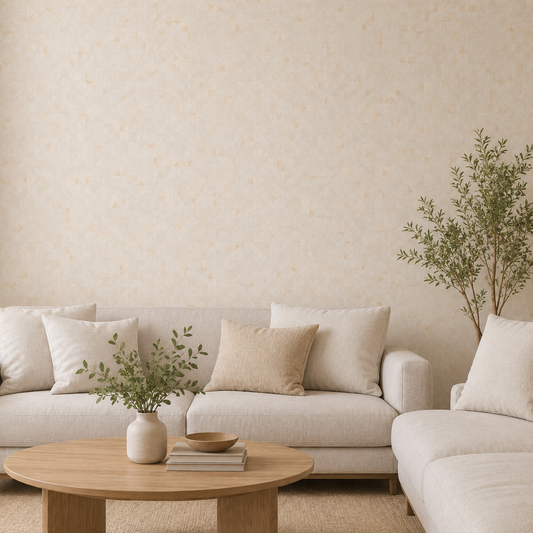 Cream Geometric Mosaic Texture Wallpaper