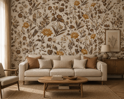 Amber Botanical Wildflower Wallpaper - room view