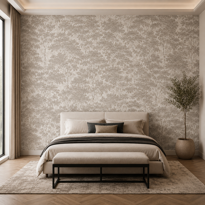 Taupe Forest Silhouette Wallpaper 2