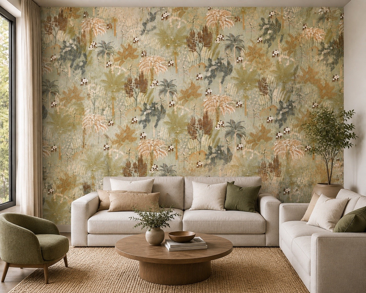 Tropical Palm Grove Mural Wallpaper 1