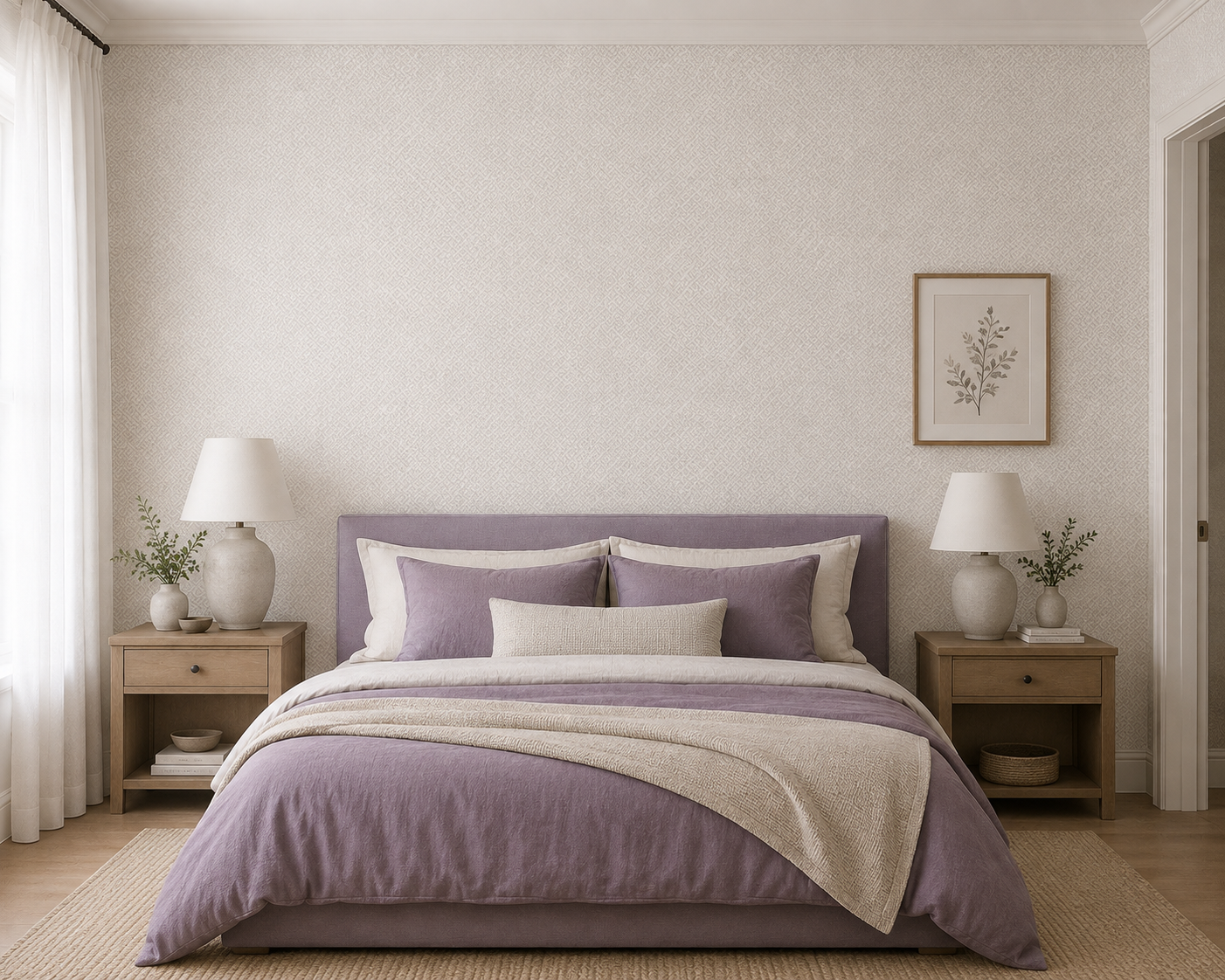 Warm Ivory Lattice Texture Wallpaper 1