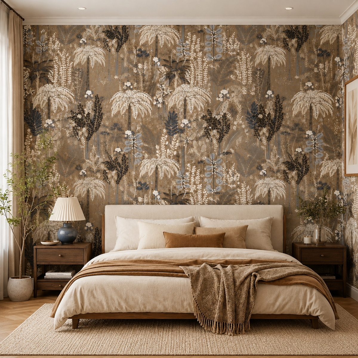 Cocoa Botanical Palm Mural Wallpaper 2