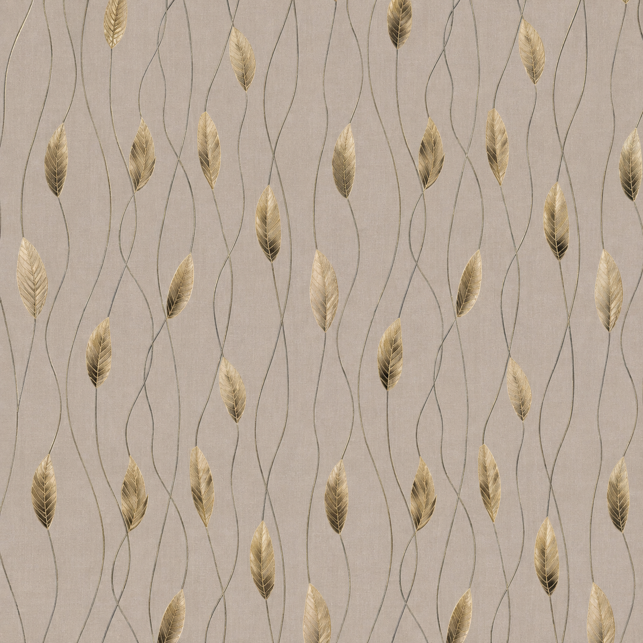 Golden Leaf Vine Trail Wallpaper - close-up