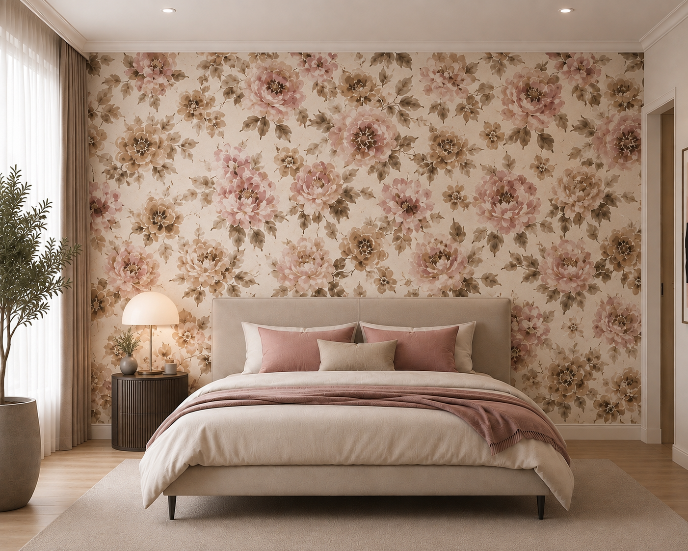 Vintage Dusty Rose Bouquet Wallpaper 2