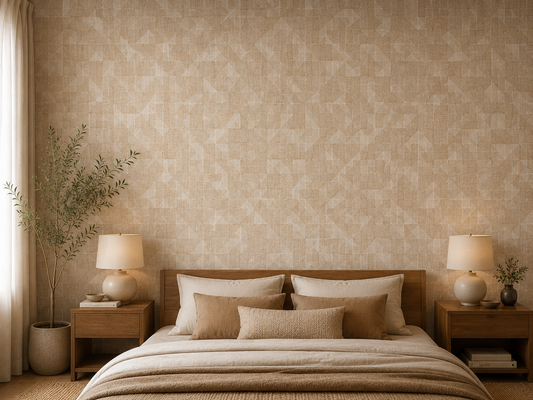 Golden Tan Geometric Mosaic Wallpaper