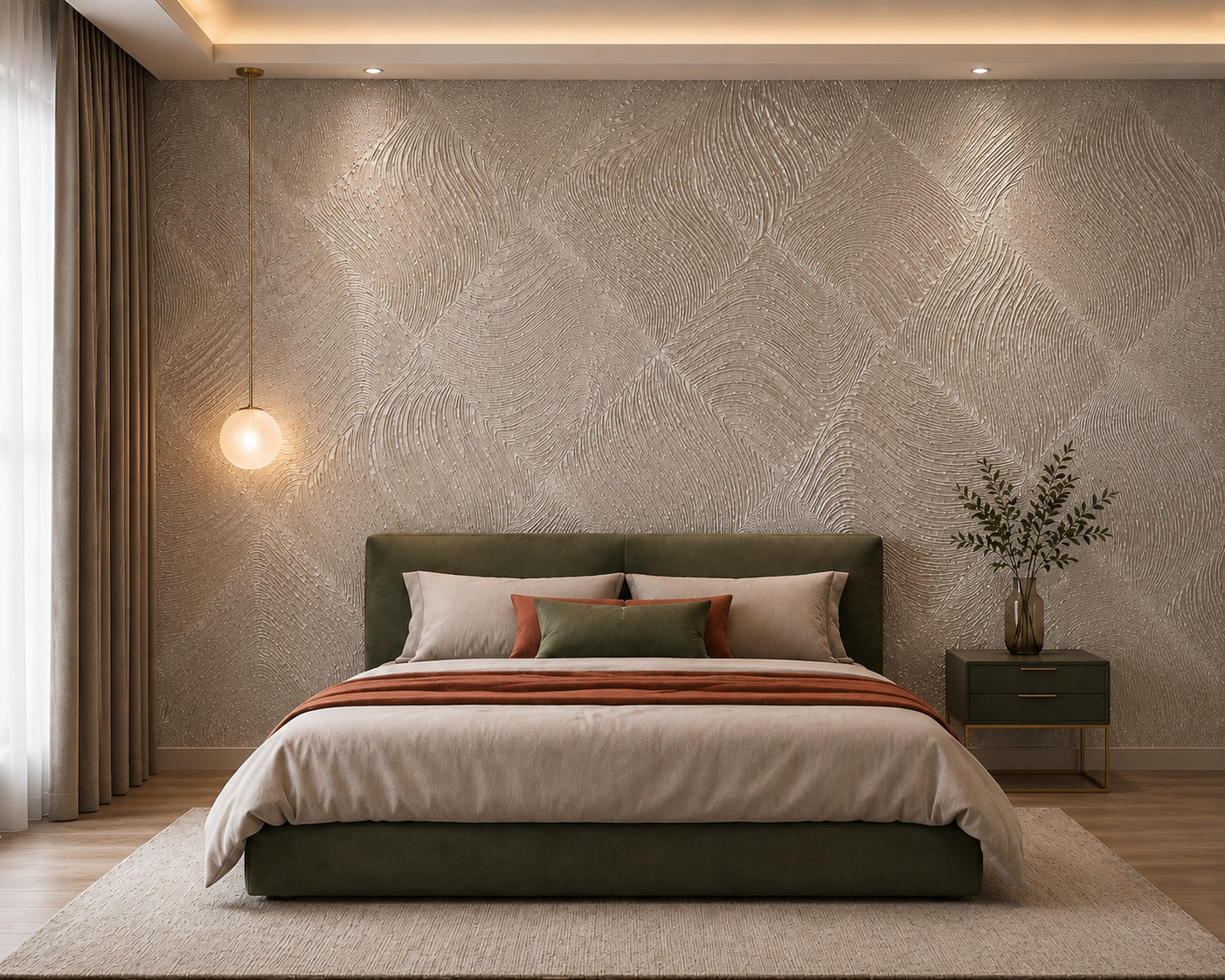 Champagne Quilted Swirl 3D Wallpaper 2