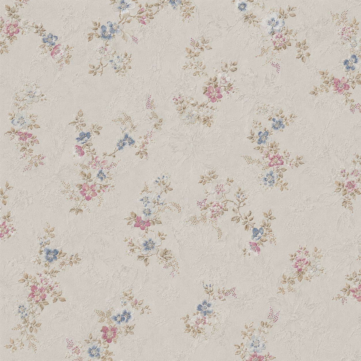 Pastel Floral Cluster Textured Wallpaper - detail