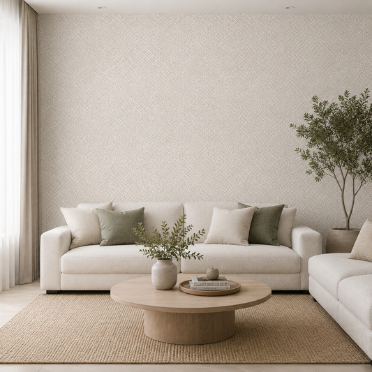 Ivory Crosshatch Weave Wallpaper 1