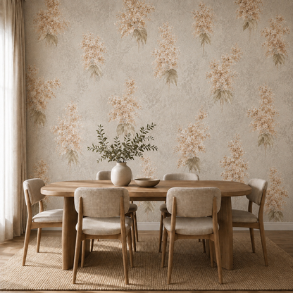 Beige Vintage Floral Bouquet Wallpaper - room view
