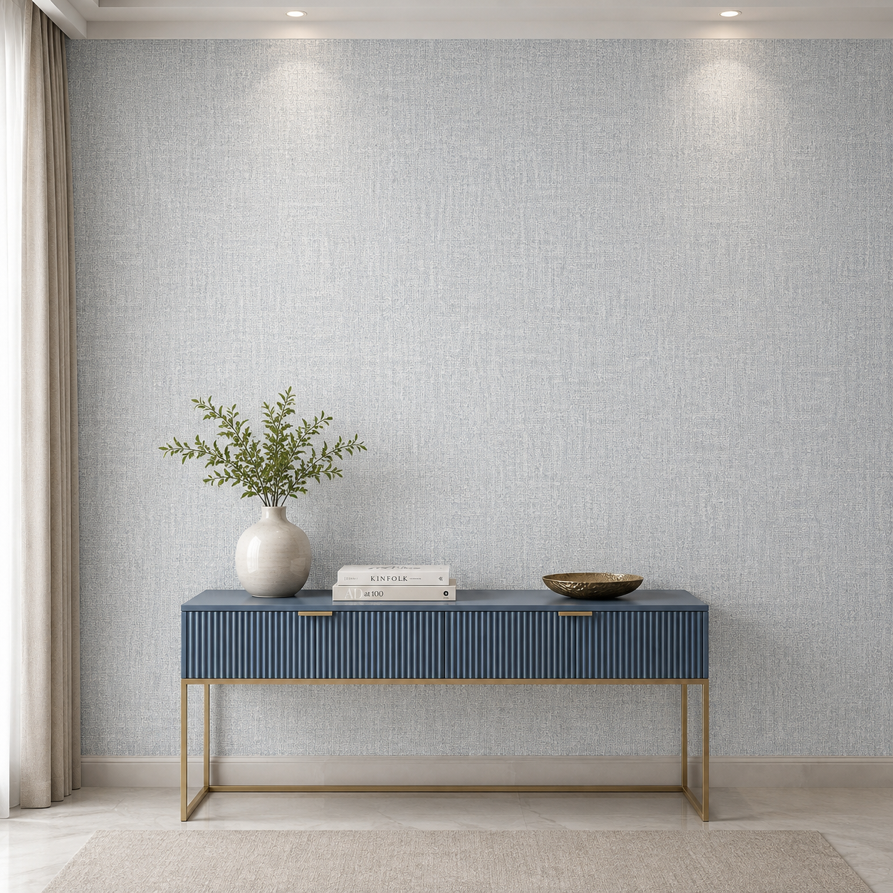 Powder Blue Linen Texture Wallpaper 1