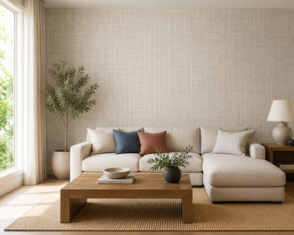 Woven Crosshatch Linen Wallpaper 1