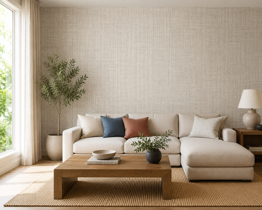 Woven Crosshatch Linen Wallpaper 1