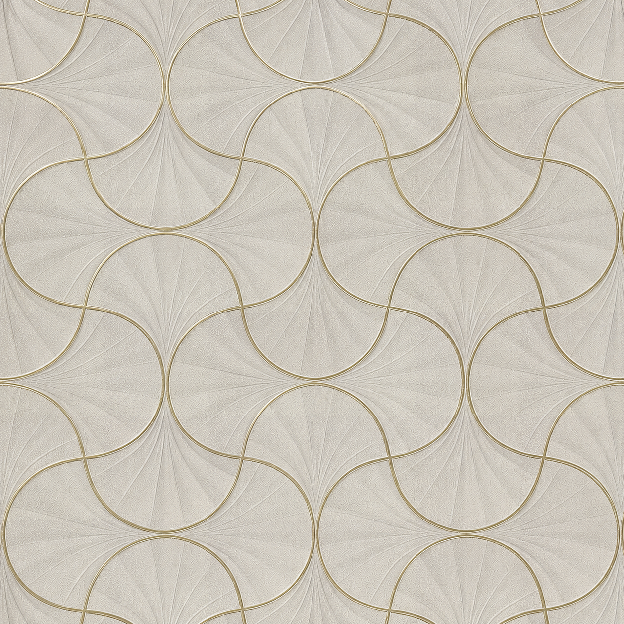 Taupe Gold Ogee Trellis Wallpaper - close-up