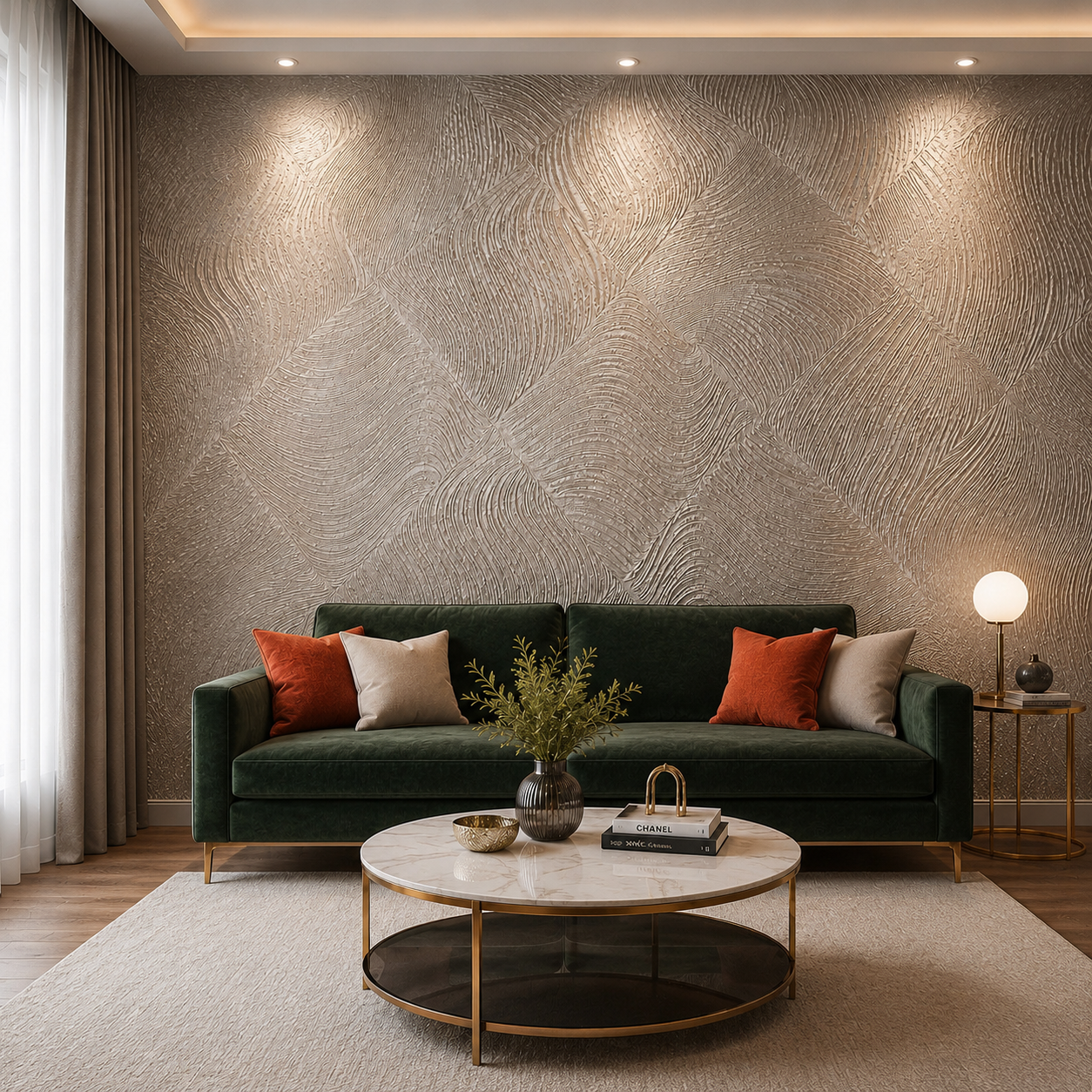 Champagne Quilted Swirl 3D Wallpaper 1