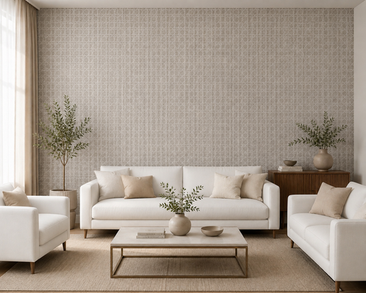 Taupe Woven Basketweave Texture Wallpaper