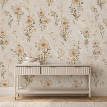 Ivory Dried Dandelion Wildflower Wallpaper