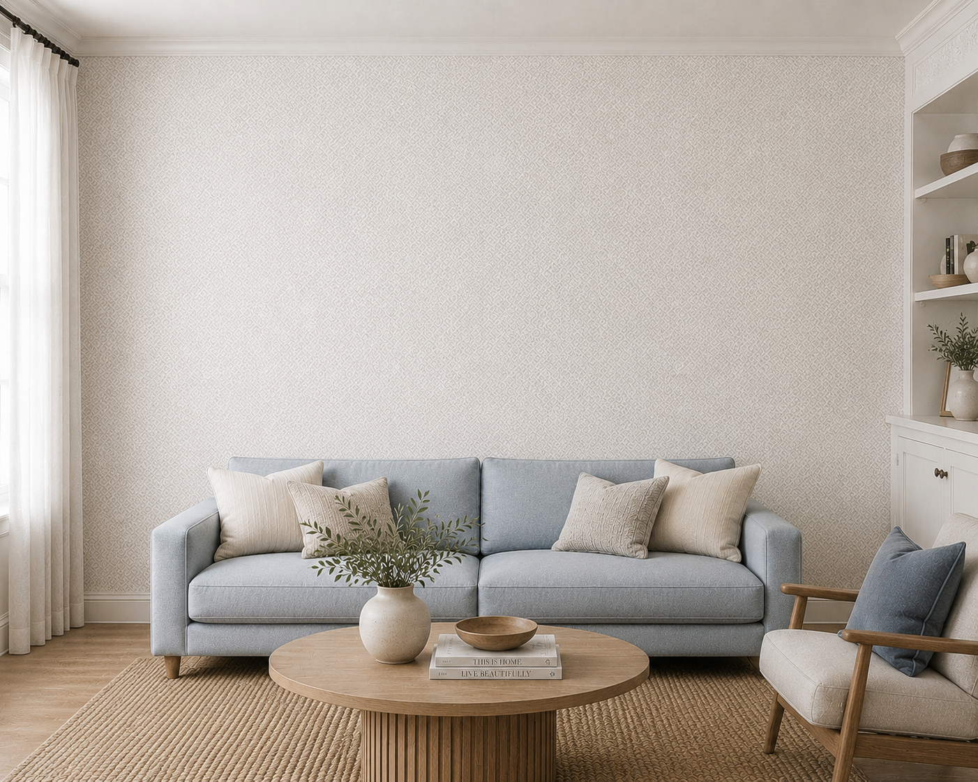 Warm Ivory Lattice Texture Wallpaper 2