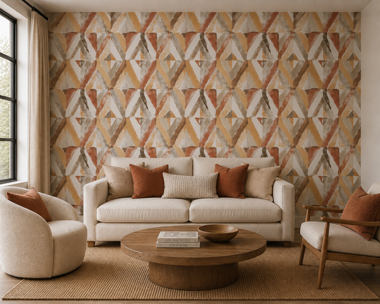 Terracotta Rust Geometric Diamond Wallpaper