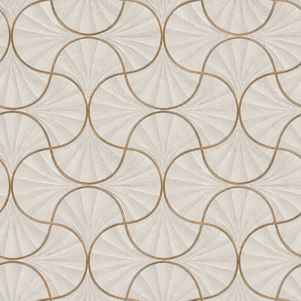 Ivory Gold Ogee Fan Wallpaper