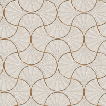 Ivory Gold Ogee Fan Wallpaper