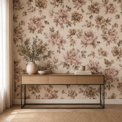 Vintage Dusty Rose Bouquet Wallpaper 1