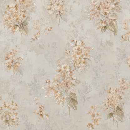Beige Vintage Floral Bouquet Wallpaper - close-up