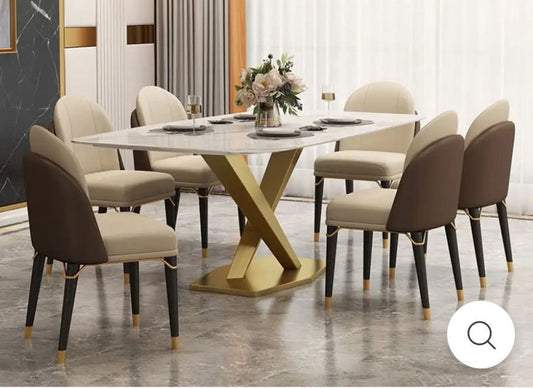 Modern Rectangle White Marble Dining Table