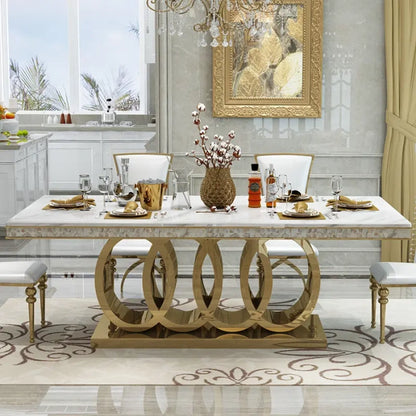 Zephyr Luxurious Gold Stainless Steel Dining Table