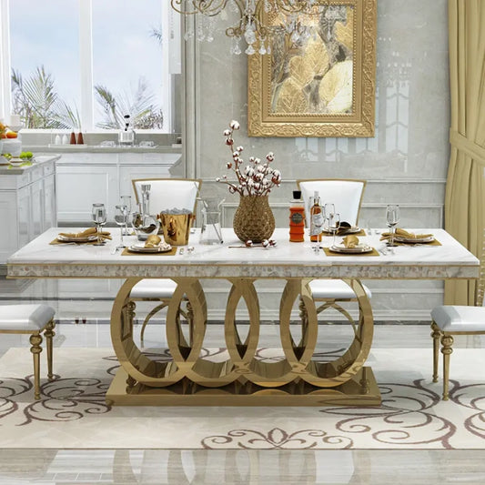 Zephyr Luxurious Gold Stainless Steel Dining Table